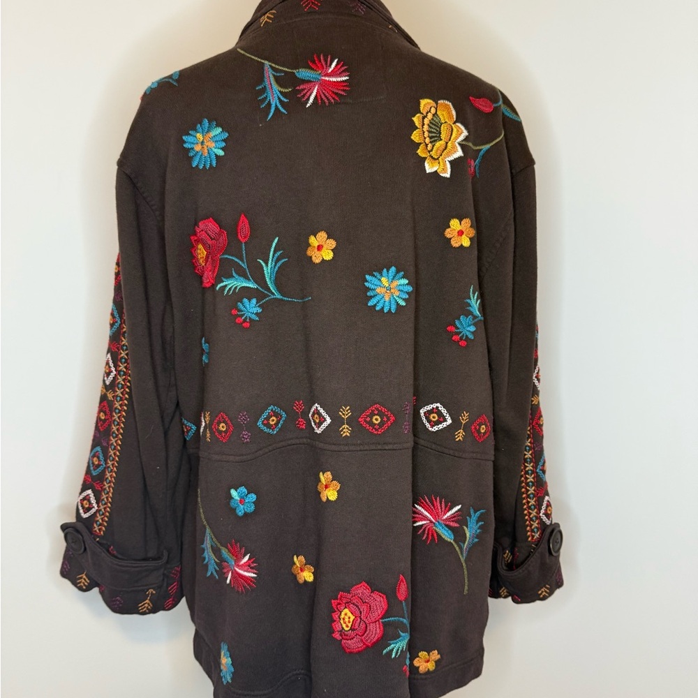 Vintage Johnny Was Brown Floral Embroidered Jacket - Excellent condition! - Picture 2 of 6
